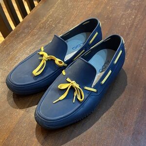 Aldo Men's Navy Loafers with Yellow Details